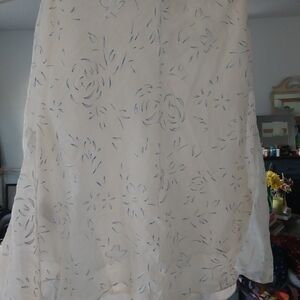Floral Cream and Blue Women's Skirt